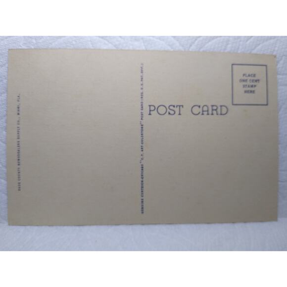 Greetings From Miami Beach Florida Large Letter Linen Postcard Curt Teich Plane - Picture 3 of 3